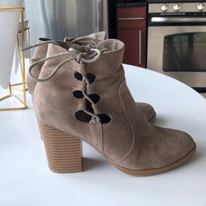 Suede booties with fab cutouts